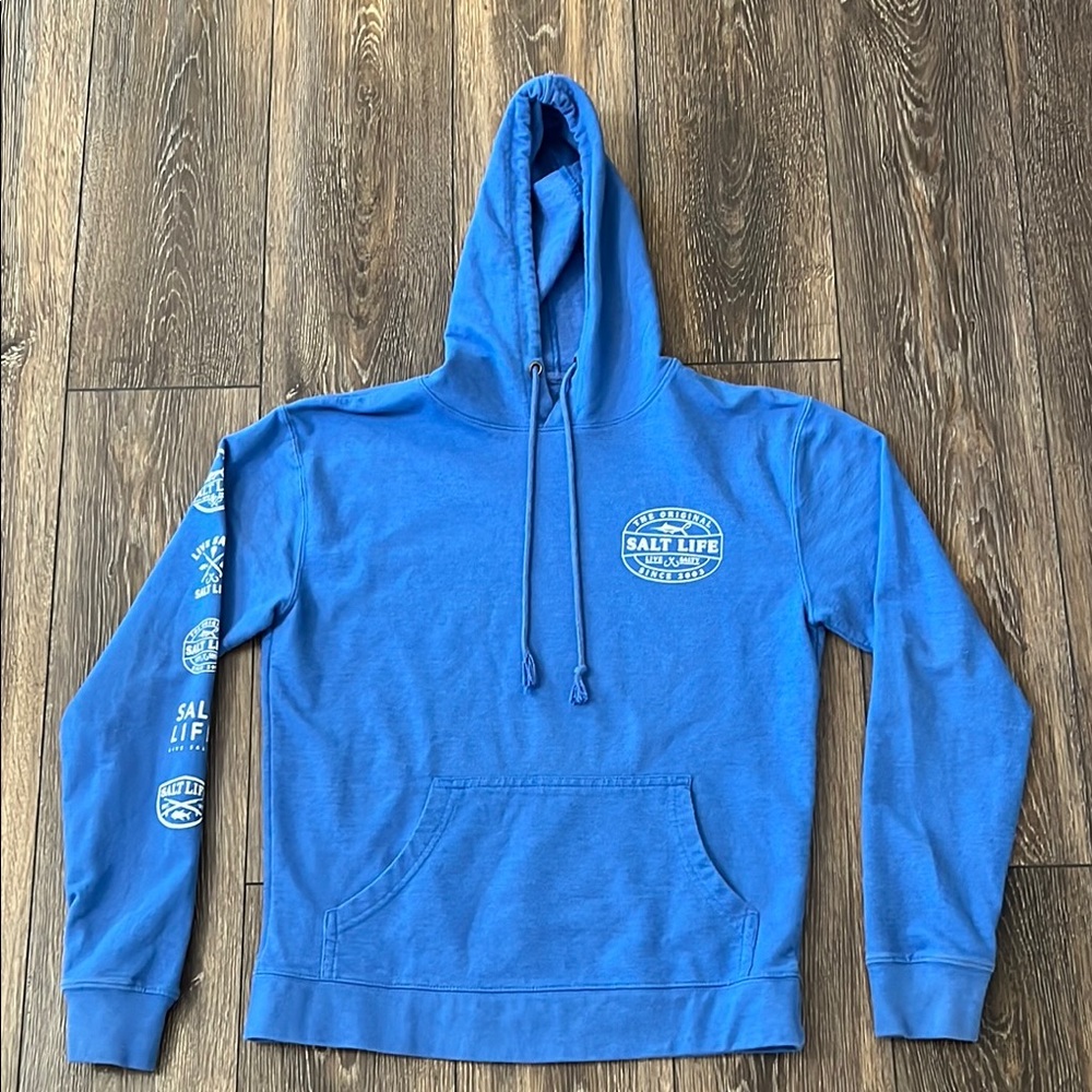 Salt Life Live Salty Blue Hoodie Mens Medium